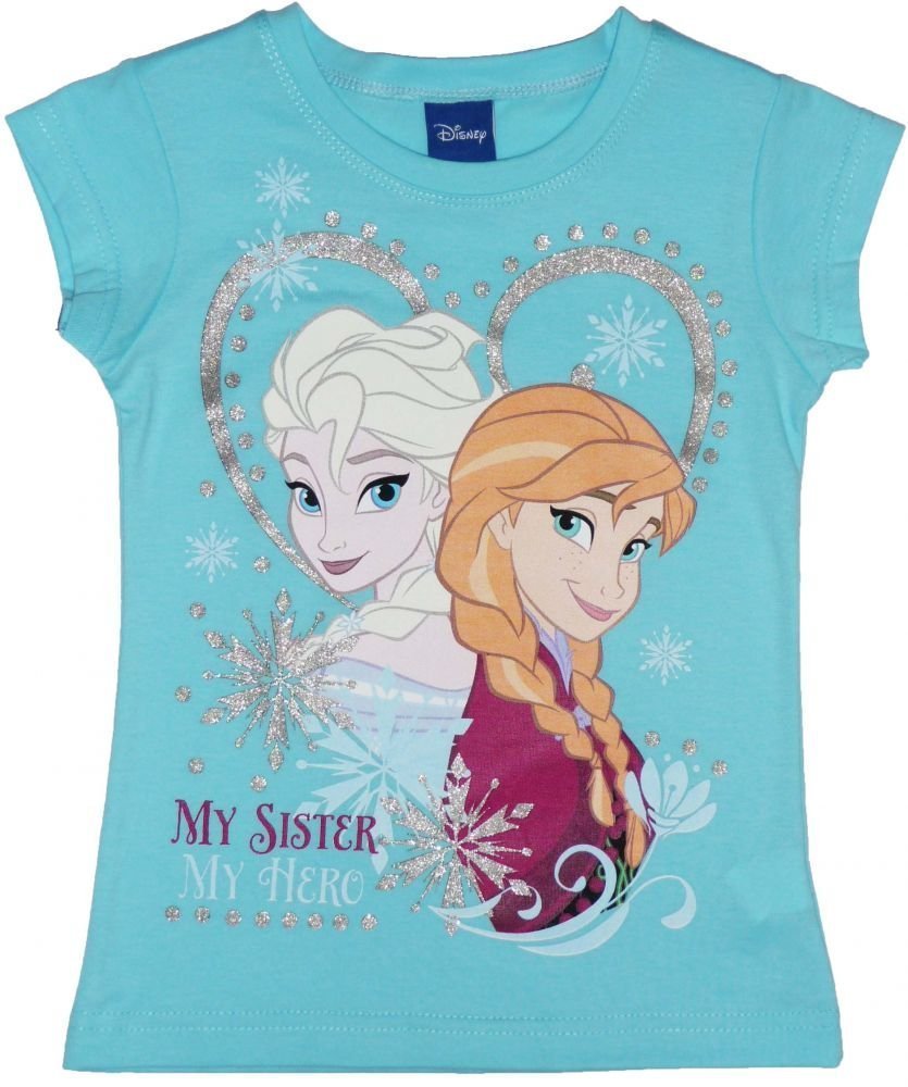 Disney die Eiskönigin Elsa Anna Frozen Kurzarm T-Shirt Blau